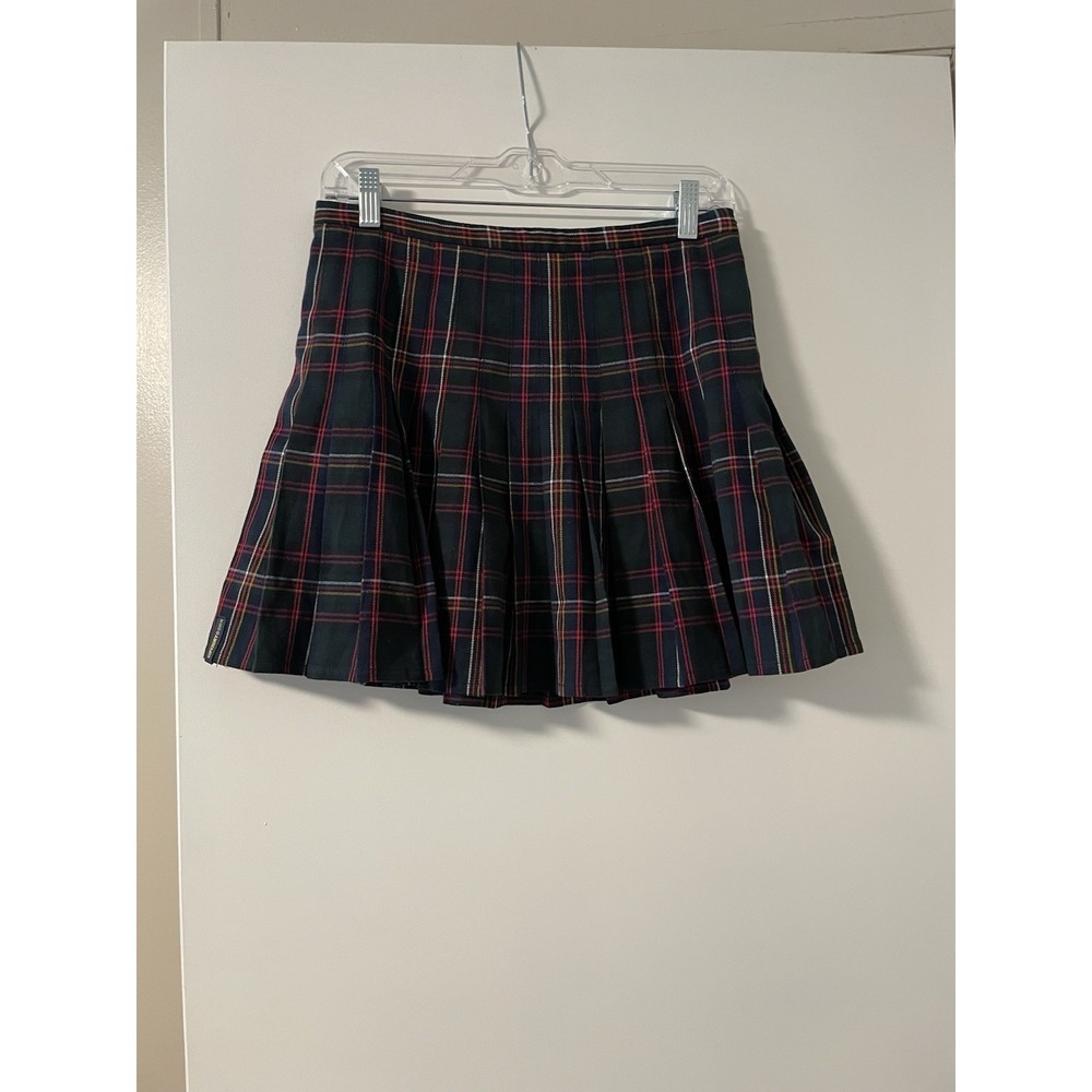 Superdry Retro Plaid Pleated Mini Skirt Green Size 6 Anime Schoolgirl Preppy